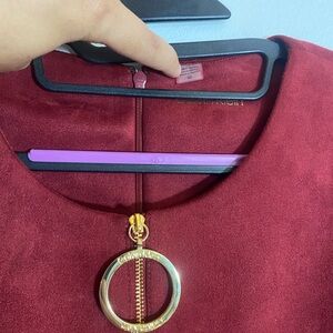 Calvin Klein Maroon Dress with Gold Detail
